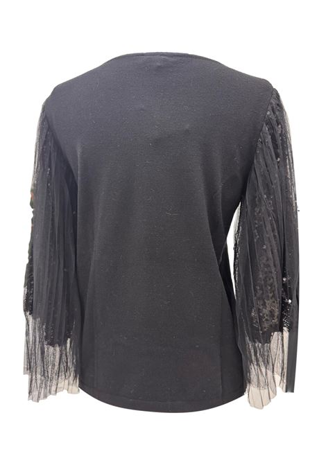 Maglia con manica in paillettes CECILIA BENETTI | Maglie | 92 675NERO